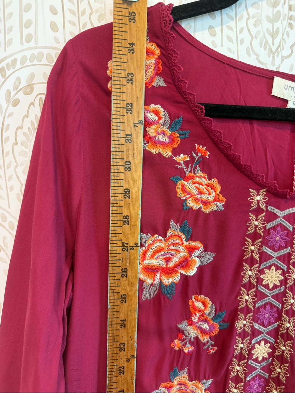 Umgee Embroidered Floral Boho Long Sleeve Dress NEW size Medium - Picture 8 of 10